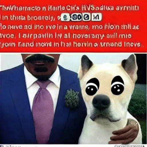 Image similar to a dog with steve harvey's face