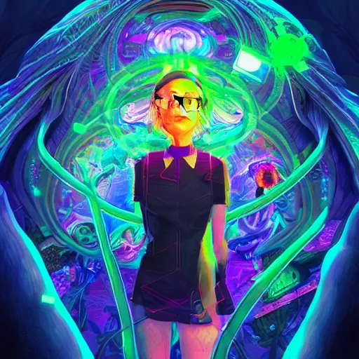 Image similar to skill magic geek inside matrix deepdream radiating a glowing aura stuff loot legends stylized digital illustration video game icon artstation lois van baarle, ilya kuvshinov, rossdraws,