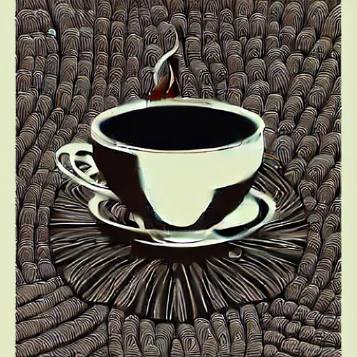 Prompt: silhouette of a cup of coffe illustration, vector art style, medium shot, intricate, elegant, highly detailed, digital art, ffffound, art by hajime sorayama
