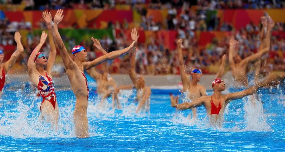 Image similar to olympic swimming in sand instead of water, extremely coherent