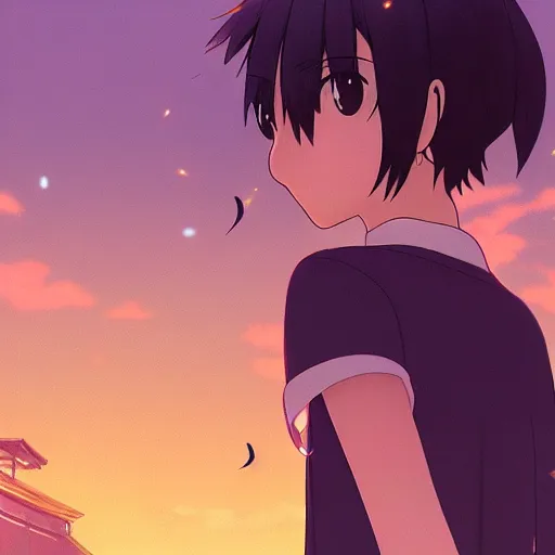 Prompt: The Girl who Chases Lost Fireflies, Kyoto Animation, Makoto Shinkai, Ufotable, Takeuchi Takashi, perfect face, Short Bobbed Hair, digital illustration, trending on pixiv, 4k hd detailed