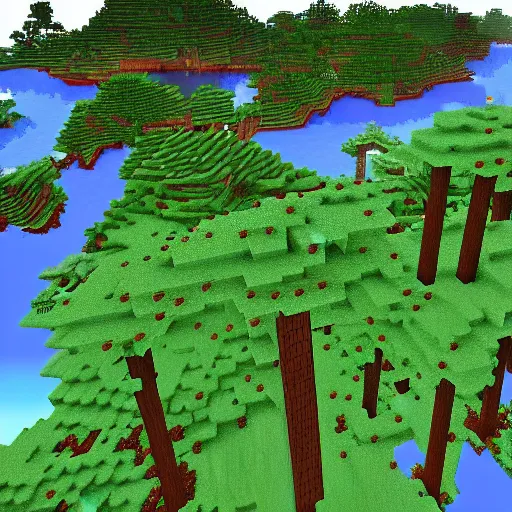 Prompt: beautiful landscape of a sakura forest on a mountain in minecraft