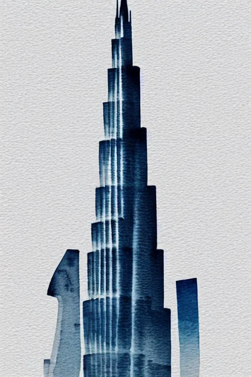 Prompt: minimalist watercolor art of burj khalifa, illustration, vector art