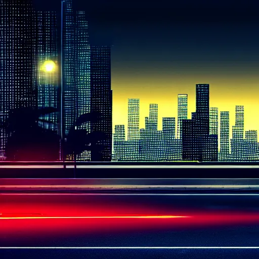 Image similar to a car Nissan Skyline in middle of road, night city, cinematic color, photorealistic, highly detailed