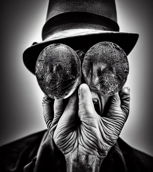 Image similar to portrait of the invisible man, angry look, dark background, studio light, hdr, nikon 2 4 mm f / 1. 8 g, by sebastiao salgado