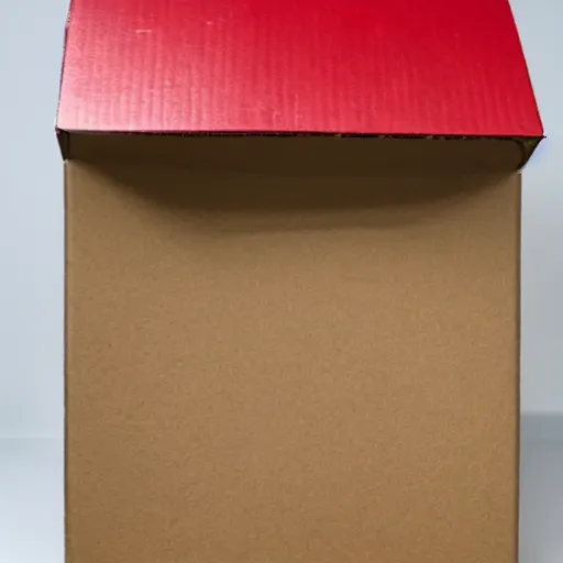 Prompt: a cardboard box red