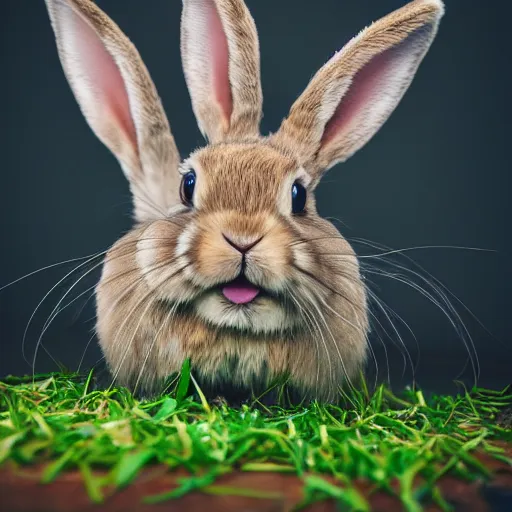 Image similar to image of a bunny with multiple heads, studio photo, 8k resolution