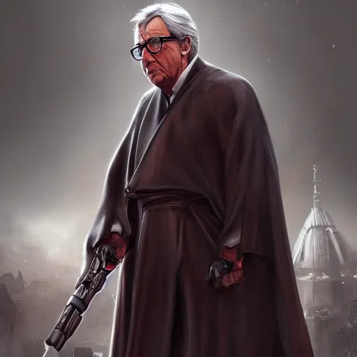 Prompt: Jean-Claude Juncker as a sith lord, post-apocalyptic, Stockholm, wlop, artstation