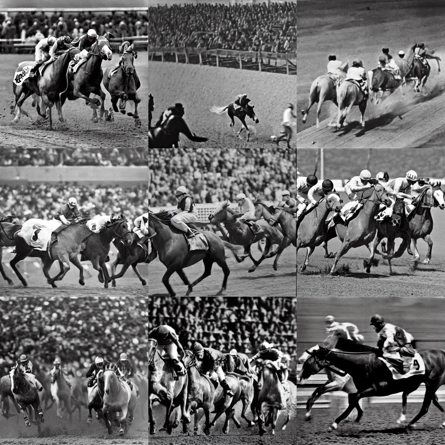 Prompt: Horse race photo by Alexander Rodchenko