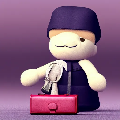 Prompt: cute fumo plush of a businesswoman with a briefcase, vray