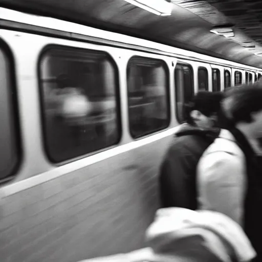 Prompt: max 4 0 0, photograph, new york subway, grain, slightly overexposed, ricoh