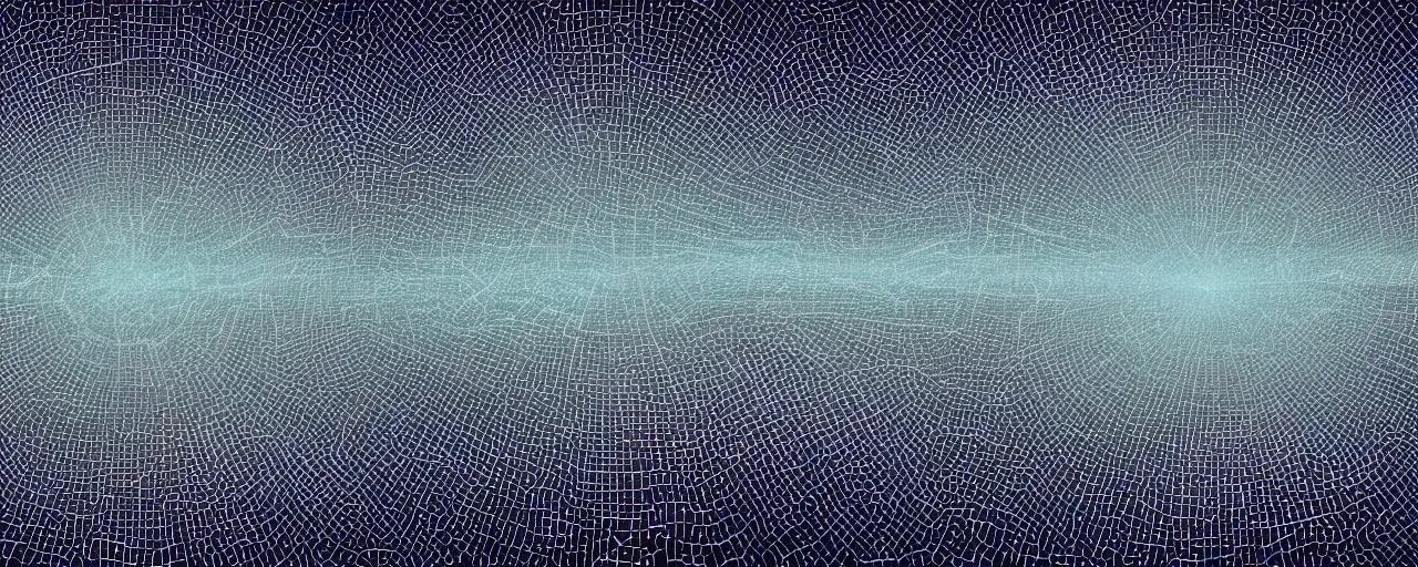 Image similar to clusters and constellations of data in the outline of the New York City skyline and the texture and pattern of an audio waveform, in the style of surreal digital art. data visualization. 4k. unreal engine. data exhaust.