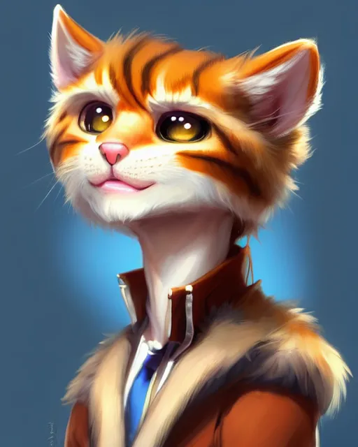 Image similar to character concept art of a young male anthropomorphic furry cat | | cute - fine - face, pretty face, key visual, realistic shaded perfect face, fine details by stanley artgerm lau, wlop, rossdraws, james jean, andrei riabovitchev, marc simonetti, and sakimichan, trending on artstation