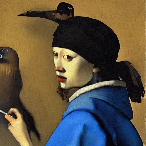 Image similar to painting of smoking ravens, Johannes Vermeer