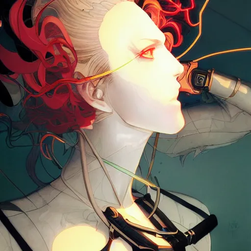 Image similar to prompt : stealthy rogue character portrait soft light painted by james jean and katsuhiro otomo and erik jones, inspired by evangeleon anime, smooth face feature, intricate oil painting, high detail illustration, sharp high detail, manga and anime 1 9 9 9