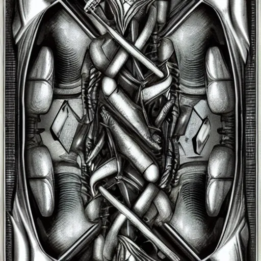 Prompt: a poker card concept by giger