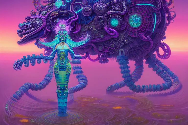 Prompt: a vaporwave asian biomechanical druid of creativity, beautiful character fashion design, by josan gonzalez and paul lehr and david heskin and seb mckinnon and jared s. merantz and alex grey, hi - fructose, 8 k, digital matte painting