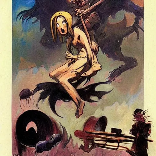 Prompt: “adventure time and midnight gospel, character concept art, by frank frazetta”