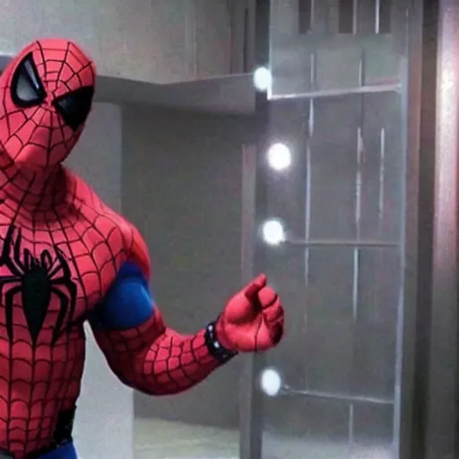 Image similar to dwayne johnson promo on ring wearing spiderman costumes