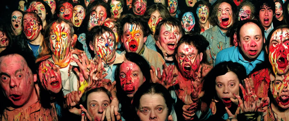 Prompt: award winning photo of todd solondz playing running scared, angry crowd, vivid colors, happy, symmetrical face, beautiful eyes, studio lighting, wide shot art by sally mann & arnold newman, francis bacon, ewa juszkiewicz, jenny saville, yayoi kusama, ai weiwei and gregory crewdson