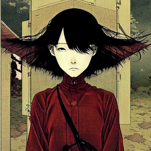 Image similar to prompt : mysterious portrait painted in miyazaki color style drawn by katsuhiro otomo and takato yamamoto, inspired by fables, china doll face, smooth face feature, intricate oil painting, high detail, sharp high detail, manga and anime 2 0 0 0