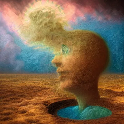 Image similar to a hyper realistic photograph of my hopes floating through a surreal landscape of fears by agostino arrivabene, psychedelic digital art photoreal, fractal, golden ratio, inter dimensional - w 7 6 8