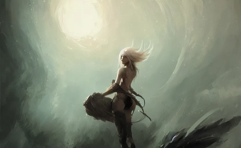 Image similar to A painting of an Auri from Final Fantasy trending on artstation in the style of Greg Rutkowski