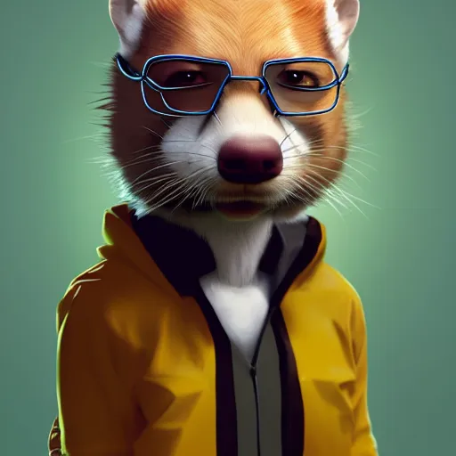 Prompt: a anthropomorphic ferret dressed as walter white, hyperdetailed, artstation, cgsociety, 8 k