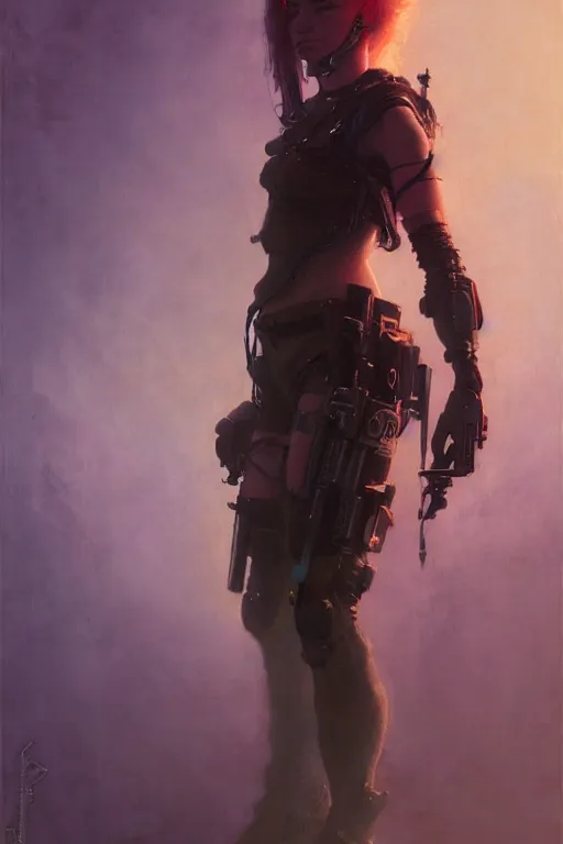 Image similar to full character, a cyberpunk future sniper girl character design, final fantasy face, painting by gaston bussiere, katsuya terada, nc wyeth, greg rutkowski, craig mullins, vermeer, trending on artstation, jeffery catherine jones