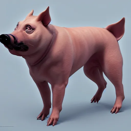 Image similar to a fusion of a dog and a pig, hyperdetailed, artstation, cgsociety, 8 k