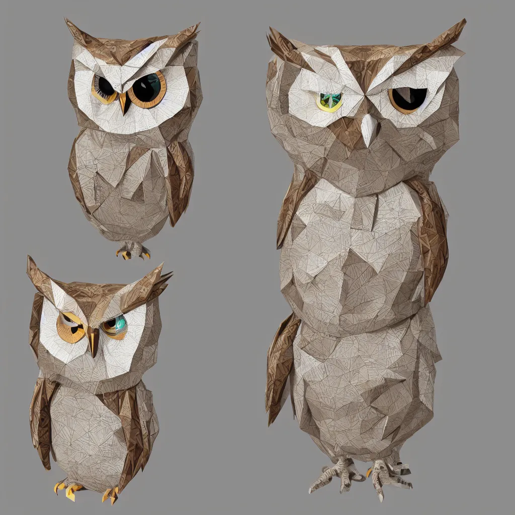 Prompt: owl paper toy, photorealistic, hd, trending on artstation