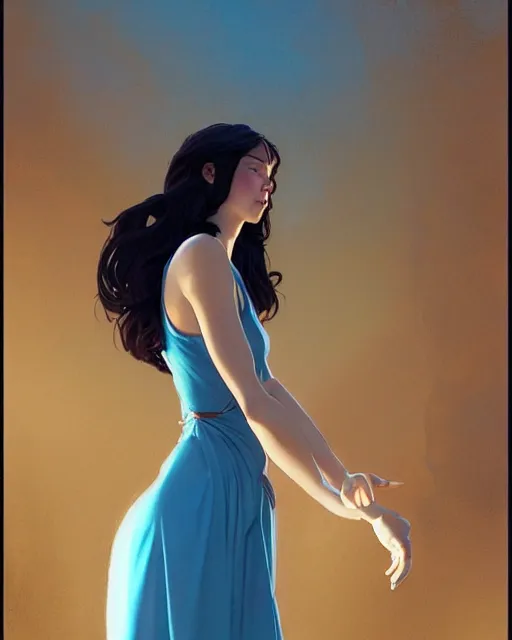 Prompt: a cyclop using a pale blue dress, dress, gentle, posing, vaporwave, bedroom, highly detailed, digital painting, artstation, concept art, smooth, sharp focus, illustration, art by artgerm and greg rutkowski and alphonse mucha