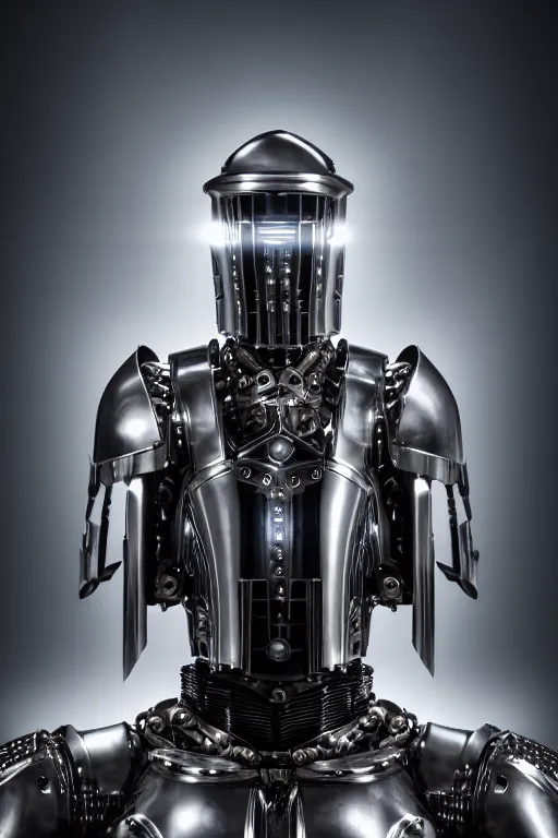 Image similar to medieval cybernetic robo - knight, symmetrical, cinematic, elegant, demonic atmosphere, professional studio light, real dlsr photography, sharp focus, made by hans giger, 4 k, ultra hd, sense of awe