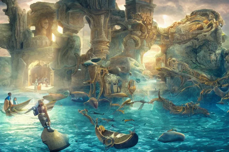 Prompt: ! dream taking with camera, mcdonald's in the kingdom of atlantis, high detail, photorealistic, good lighting, unbelievable.