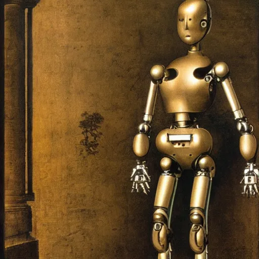 Prompt: A robotic prototype by Leonardo Da vinci