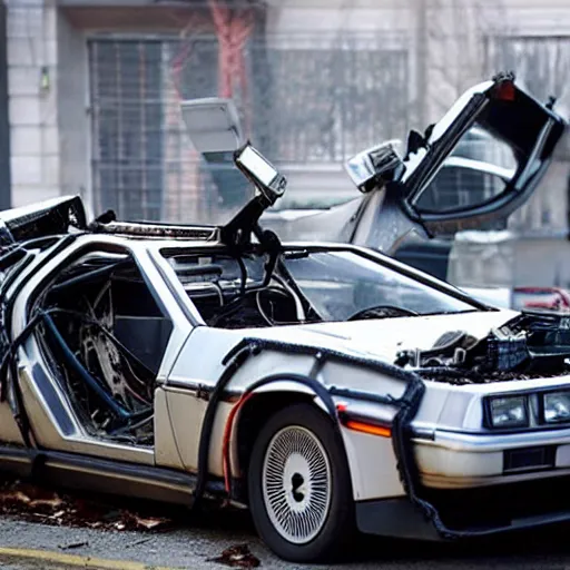 Image similar to crashed delorean