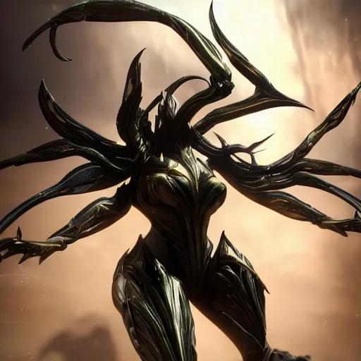 Prompt: massively giant beautiful and stunning saryn prime female warframe, doing an elegant pose, looming over you, you looking up at her from the ground, slick elegant design, sharp claws, detailed shot legs-up, highly detailed art, epic cinematic shot, realistic, professional digital art, high end digital art, DeviantArt, artstation, Furaffinity, 8k HD render, epic lighting, depth of field