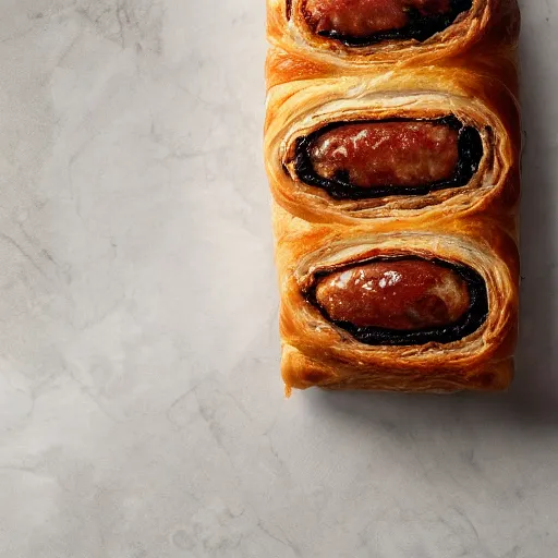 Image similar to ceaseless watcher, turn your gaze upon this wretched greggs sausage roll, photograph