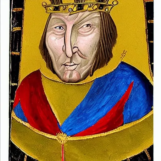 Image similar to king doland trump, medieval painting