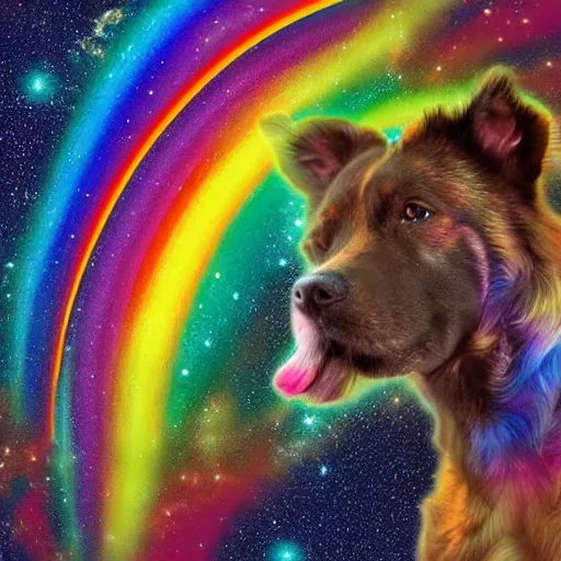 Image similar to rainbow cosmic dog