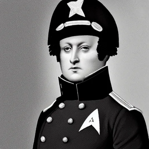 Prompt: starfleet uniform, portrait of napoleon bonaparte in starfleet uniform