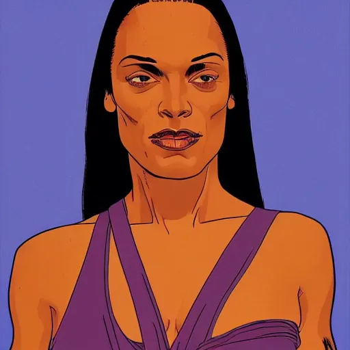 Image similar to rosario dawson retro minimalist portrait by jean giraud, moebius starwatcher comic, 8 k