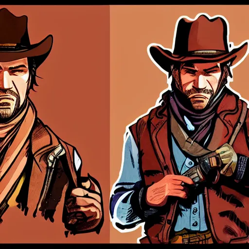 Arthur Morgan from Red Dead Redemption 2 drawn in the, Stable Diffusion