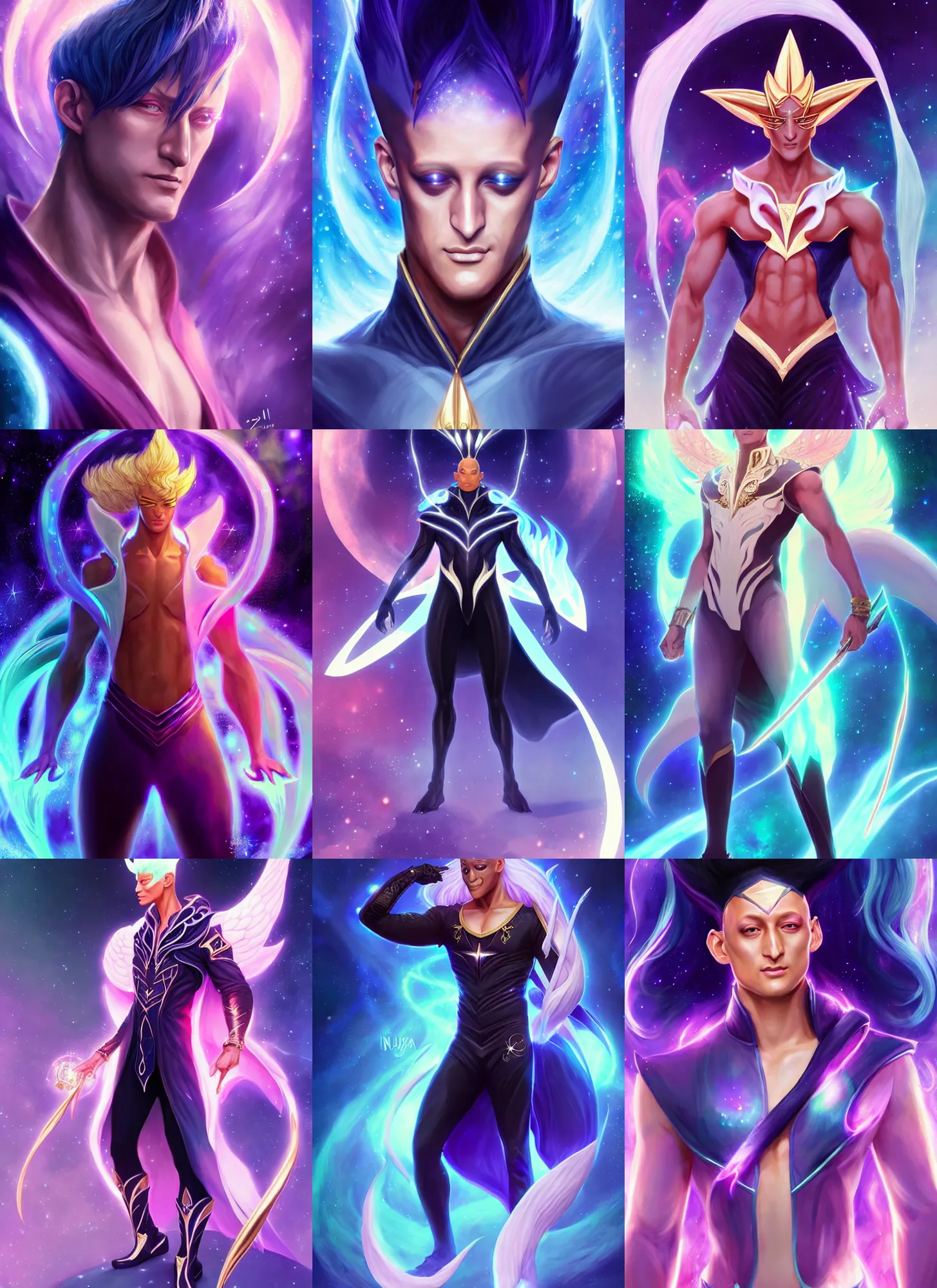 Prompt: full body portrait of morpheus sandman endless as a magical star guardian. detailed face, concept art, intricate, highly detailed 8 k, smooth, sharp focus, handsome and aesthetic shape of face and body, artgerm, artstation, art by zexi guo and nira and junpei suzuki and gharliera and rinotuna