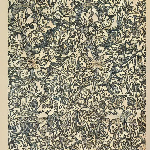 Image similar to a beautiful cow pattern by william morris, ornate, extremely detailed, photorealistic, 8 k