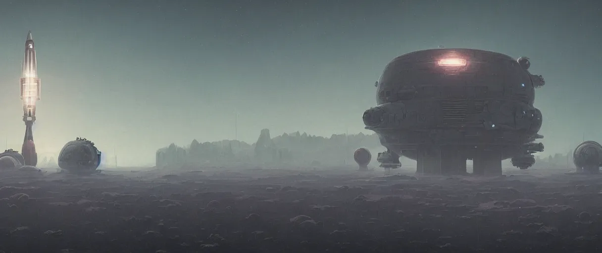 Image similar to illustration, a single scouting spaceship, deep space exploration, the expanse tv series, industrial design, space travel, intergalactic, atmospheric, cinematic lighting, 4k, greebles, widescreen, wide angle, beksinski, sharp and blocky shapes, simon stalenhag palette