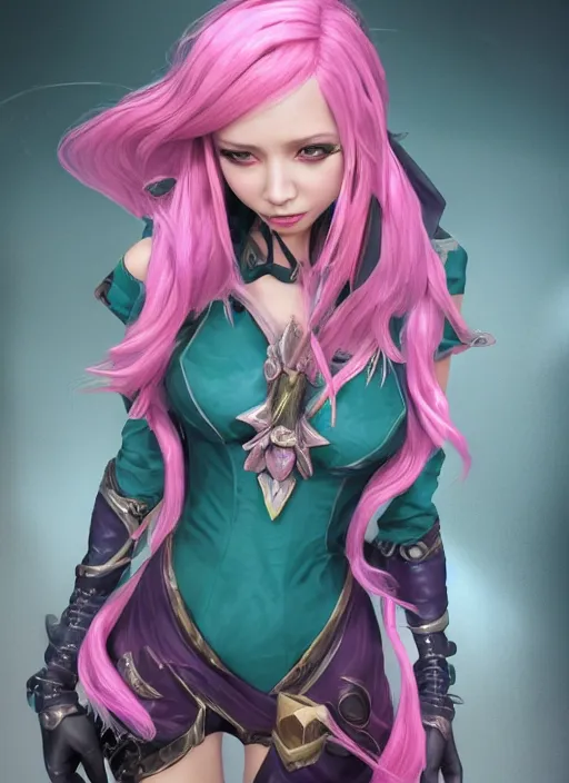 Image similar to seraphine, from league of legends, pink hair, studio microphone, new musical instruments, au naturel, hyper detailed, digital art, trending in artstation, cinematic lighting, studio quality, smooth render, unreal engine 5 rendered, octane rendered, art style by klimt and nixeu and ian sprigger and wlop and krenz cushart