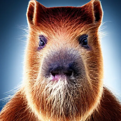 Prompt: a portrait photo of a doctor who is also a capybara, 4 k, high quality, award winning photo