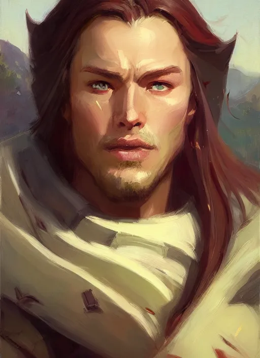 Image similar to portrait of Windrunner from DOTA 2, countryside, calm, fantasy character portrait, dynamic pose, above view, sunny day, thunder clouds in the sky, artwork by Jeremy Lipkin and Giuseppe Dangelico Pino and Michael Garmash and Rob Rey, very coherent asymmetrical artwork, sharp edges, perfect face, simple form, 100mm