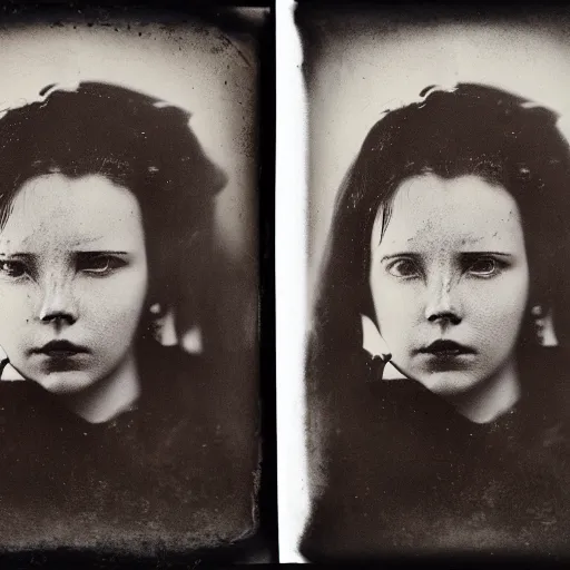 Image similar to photography of cristina hendricks, tintype, deregoue, gelatin silver process photogaphy